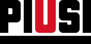 The image features the PIUSI logo, with bold black letters P, I, S, and I, and a red U centered between them, all above a black horizontal line.